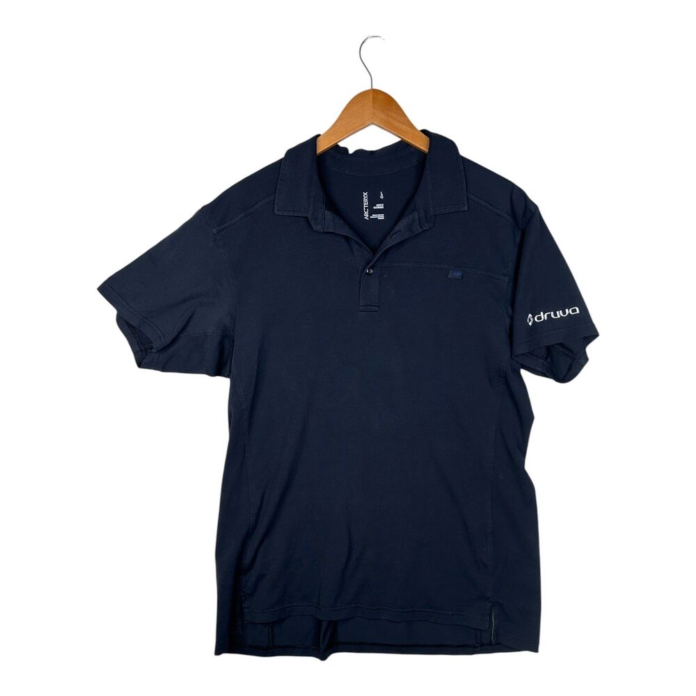 Arc'teryx Polo Shirt Mens Large Black Druva Logo Cotton Blend Classic Tech